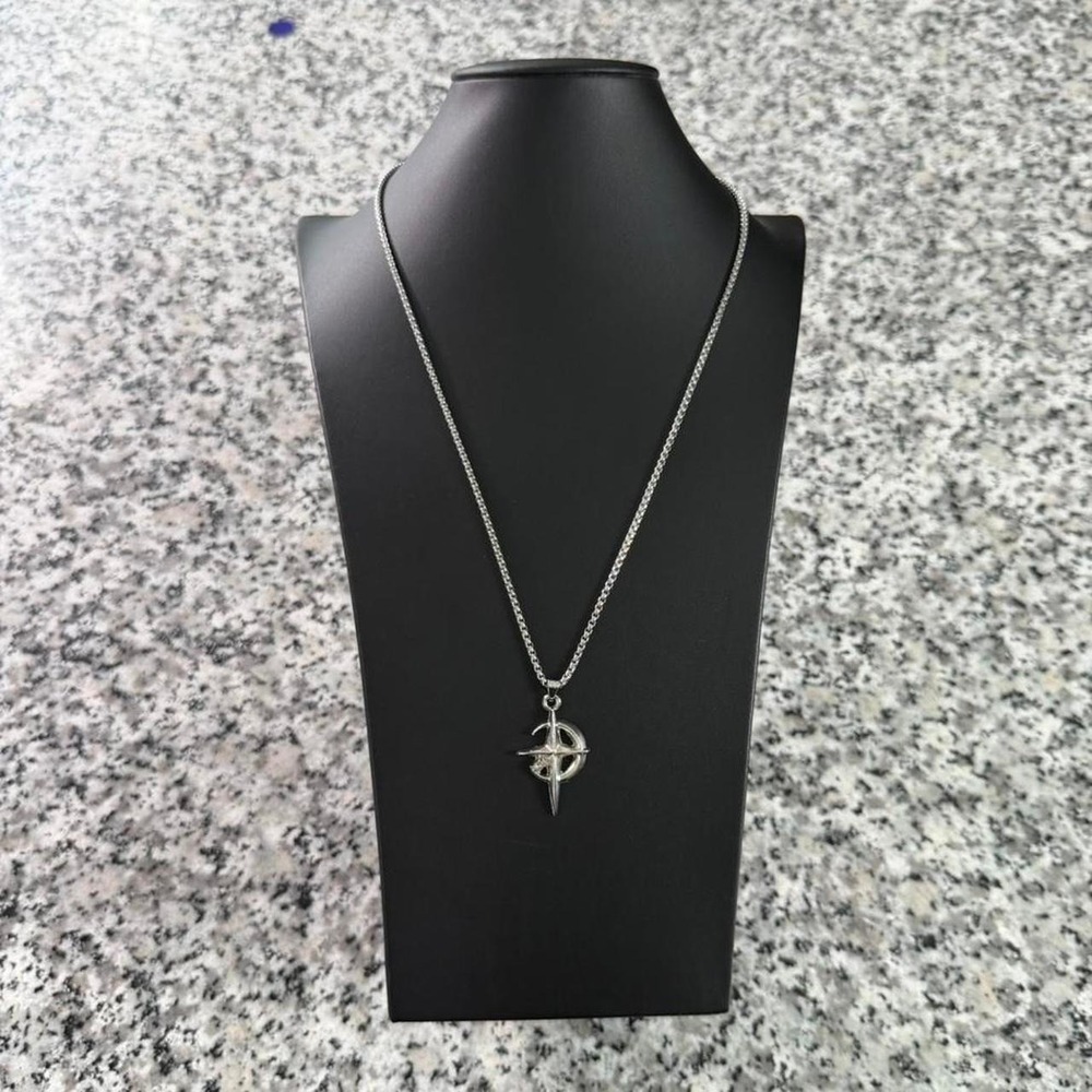 Chrome Steel Y2k Star Cyber Charm Necklace Brand New